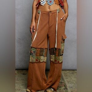 POL Wide-Leg Patchwork Cargo. Runs big. Fits more like a M/L.